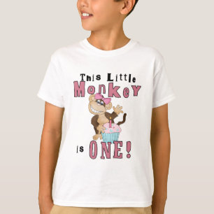 ピンクパーティーモンキー1st誕生日Tシャツとギフト Tシャツ
