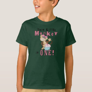 ピンクパーティーモンキー1st誕生日Tシャツとギフト Tシャツ