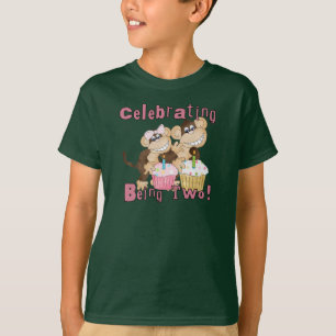 ピンクパーティーモンキー2nd誕生日Tシャツとギフト Tシャツ