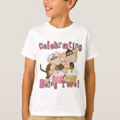 ピンクパーティーモンキー2nd誕生日Tシャツとギフト Tシャツ (正面)