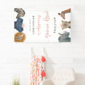 ピンクパーティー動物サファリバースデーパーティーへようこそ 横断幕 (インサイチュ)