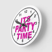 ピンクパーティー時間 ラウンド壁時計 (傾斜)