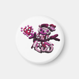 ピンクパーティー雪だるま マグネット