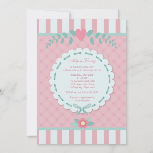 ピンクパーフェクションベビーシャワー招待状 招待状 (正面)
