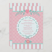 ピンクパーフェクションベビーシャワー招待状 招待状 (正面/裏面)