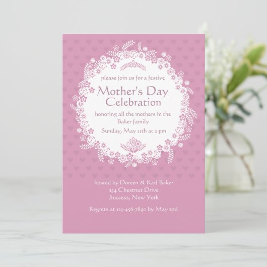 ピンクパーフェクションマザーズデイ招待状 招待状 (スタンド正面)