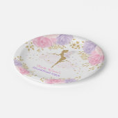 ピンクパープかわいらしルフローラフェアリーベビーガール誕生日 ペーパープレート (アングル)