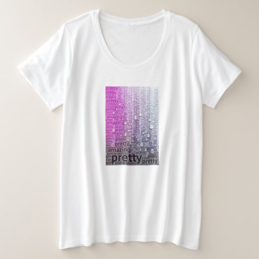ピンクパープルかわいらしアメージングプラスサイズグラフィック プラスサイズTシャツ (デザイン正面)