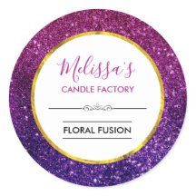 ピンクパープルきらめくグリッタージェムズキャンドルビジネス