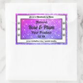 ピンクパープルきらめくグリッタースター製品ラベル 長方形シール (バッグ)