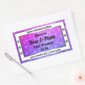 ピンクパープルきらめくグリッタースター製品ラベル 長方形シール (封筒)