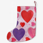 ピンクパープルとレッドのバレンタインデーハート スモールクリスマスストッキング (裏面)