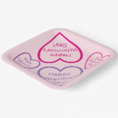 ピンクパープルとレッドハッピーバレンタインデーハート ペーパープレート (傾斜あり)