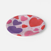ピンクパープルとレッドバレンタインデーのハート ペーパープレート (アングル)