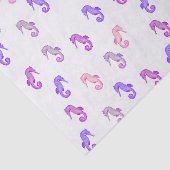 ピンクパープルと薄紫の小さなシーホースのパターン 薄葉紙 (詳細)