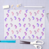 ピンクパープルと薄紫の小さなシーホースのパターン 薄葉紙 (クラフト)