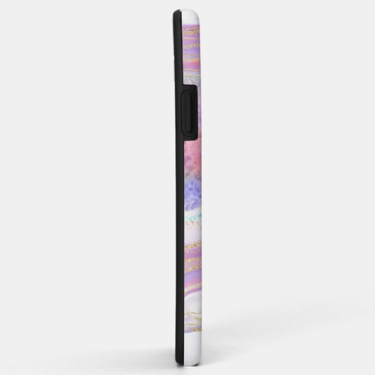 ピンクパープルと金ゴールドマーブルゲードとモノグラム Case-Mate iPhoneケース (裏面/右)
