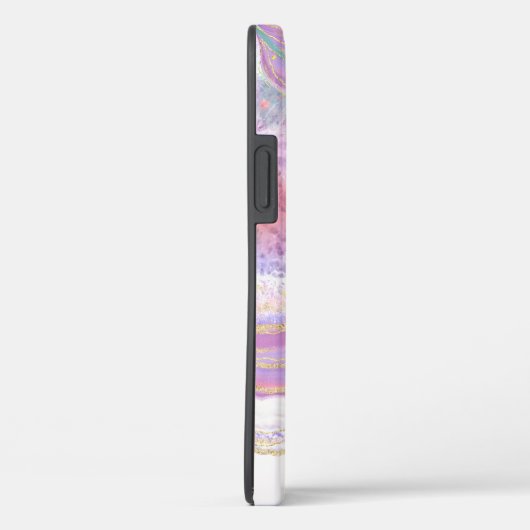 ピンクパープルと金ゴールドマーブルゲードとモノグラム Case-Mate iPhoneケース (裏面 / 右)