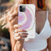 ピンクパープルと金ゴールドマーブルゲードとモノグラム Case-Mate iPhoneケース