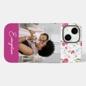 ピンクパープルのオーダーネーム入り水彩野の花 Case-Mate iPhoneケース (裏面 (横))