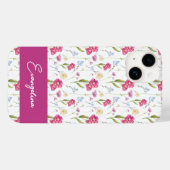 ピンクパープルのオーダーネーム入り水彩野の花 Case-Mate iPhoneケース (裏面 (横))