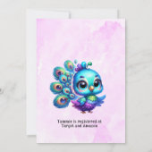 ピンクパープルのキュートなペコちゃんのベビーシャワー 招待状 (裏面)