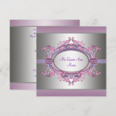 ピンクパープルのキンチャネラ 招待状 (正面/裏面)