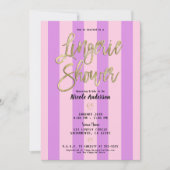 ピンクパープルのツイステッドハーツ シックなランジェリーシャワー 招待状 (正面)