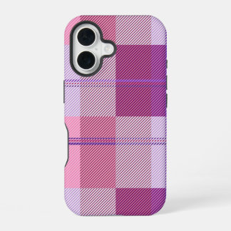 ピンクパープルのツイル柄チェックiPhoneケース 美意識高く iPhone 16ケース