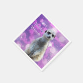 ピンクパープルのハッピーバースデーロゴ スタンダードカクテルナプキン (角)