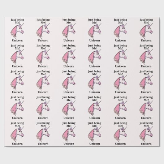 ピンクパープルのユニコーンヘッド ラッピングペーパー (フラット)