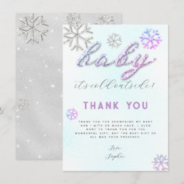 ピンクパープルのラインストーン ベビーシャワー お礼 招待状