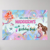 ピンクパープルのラメ入り人魚の7歳の誕生日ウェルカム ポスター (正面)