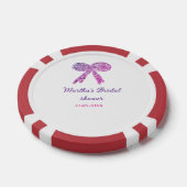 ピンクパープルのリボン輝きグリッター ブライダルシャワー名 ポーカーチップ (シングル)