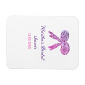 ピンクパープルのリボン輝きグリッター ブライダルシャワー名 マグネット (横)