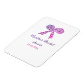 ピンクパープルのリボン輝きグリッター ブライダルシャワー名 マグネット (左側)