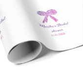 ピンクパープルのリボン輝きグリッター ブライダルシャワー名 ラッピングペーパー (ロールコーナー)