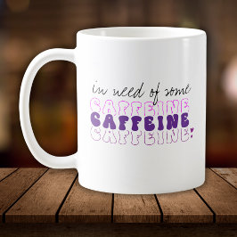 ピンクパープルのレトロカフェインTシャツ コーヒーマグカップ