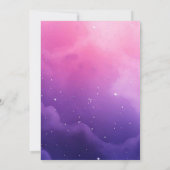 ピンクパープルの惑星スペースガールの4歳の誕生日 招待状 (裏面)