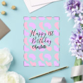 ピンクパープルの抽象的な形 おめでとう1歳の誕生日 アクリル招待状 (インサイチュ (ウェディング))