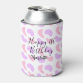 ピンクパープルの抽象的な形 おめでとう1歳の誕生日 缶クーラー (缶正面)