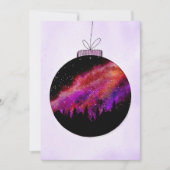 ピンクパープルの星空の木製クリスマスボール シーズンカード (正面)