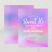 ピンクパープルの水彩画風Sweet 16招待状 招待状 (正面/裏面)