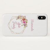 ピンクパープルの花の水彩画 Case-Mate iPhoneケース (裏面(横))