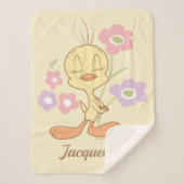 ピンクパープルの花をピンクに シェルパブランケット (正面)