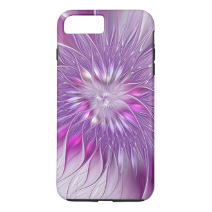 ピンクパープルの花情熱抽象フラクタルアート iPhone 8 PLUS/7 PLUSケース
