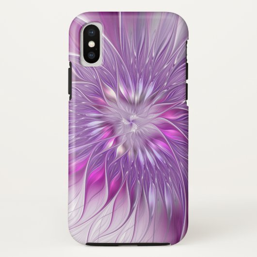 ピンクパープルの花情熱抽象フラクタルアート Case-Mate iPhoneケース (裏面)