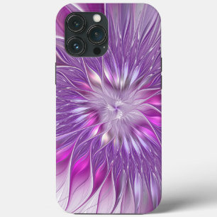 ピンクパープルの花情熱抽象フラクタルアート iPhone 13 PRO MAXケース