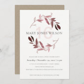 ピンクパープルの葉リーススイート16誕生日カード サンキューカード (正面/裏面)