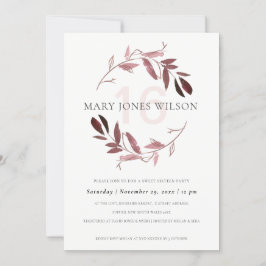 ピンクパープルの葉リーススイート16誕生日カード サンキューカード